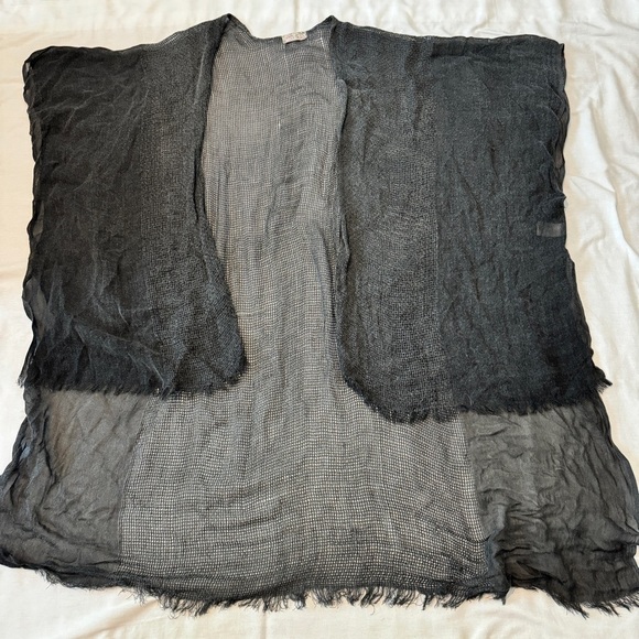 Free People One Size Gray Wrap Ruana Shawl Cardigan ~ Minimalist Lagenlook - Picture 4 of 6